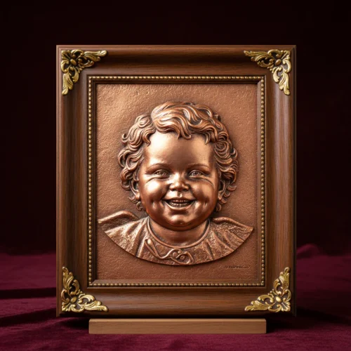 "Pure Innocence" Custom Baby Photo-to-Copper Relief Portrait | Luxury Framed Child Milestone Keepsake