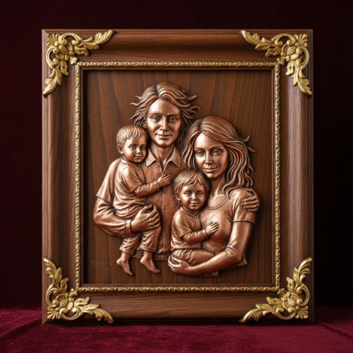 "Generations" Custom Photo-to-Copper Relief Portrait | Luxury Framed Family Heirloom Wall Art