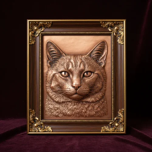 "Forever Paws" Custom Pet Photo-to-Copper Relief Portrait | Luxury Framed Cat & Dog Memorial Masterpiece